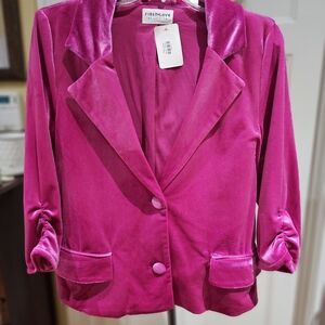 First Love Women's Fuchsia Velvet Blazer, NWT - Size M